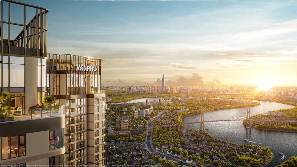 Phối cảnh dự án Vlasta Premier - Phú Thuận nhìn ra sông và cầu khu Nam TP HCM